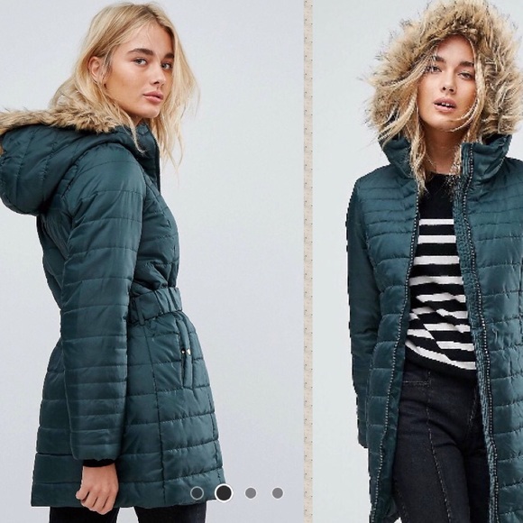 ASOS Jackets & Blazers - NWT ASOS puffer Jacket faux fur hood utility